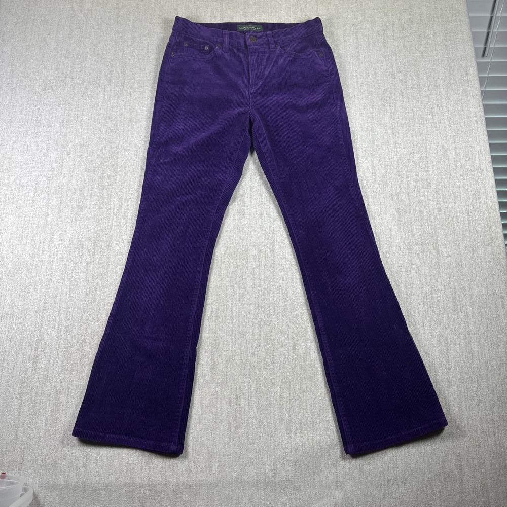 Lauren‎ Jeans Ralph Lauren Pants Women 4 Purple Corduroy Flare Leg Stretch
